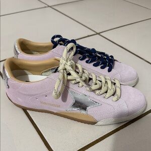 Golden Goose Women's Light Pink and Silver Sneakers